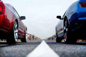 two cars street-racing