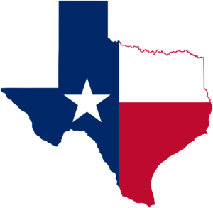 The state of Texas with the flag inside